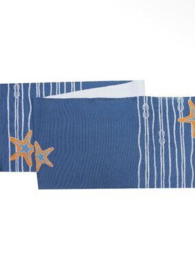 NWT C&F Home Coastal Starfish & Rope Theme Table Runner 72" x 14" Nautical Beach